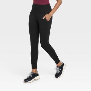Women's Super Soft High Waisted Joggers with Pockets - A New Day Black Small